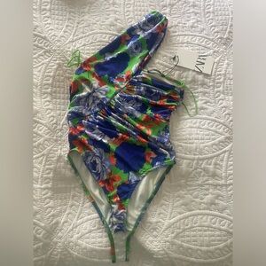 Zara body suit green, blue with flowers